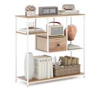 COSTWAY Console Meuble avec Rangement, Table Console avec Tiroir, Bibliotheque Étagère 4 Niveaux en Métal, Industriel, pour Salon, Bureau (Naturel)