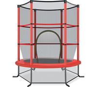 Costway Costway Ø140cm trampoline de jardin avec filet de sécurité Trampoline pouvant supporter jusqu'à 135 kg pour les enfants à partir de 3 ans rouge