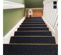 Costway Costway 15 marches Tapis d'escalier antidérapant 76 cm x 20 cm Tapis d'escalier pour marches en bois gris