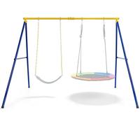 Costway Costway châssis de balançoire double châssis métallique 249 x 185 x 181,5 cm bleu + jaune