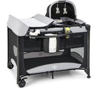 Costway Costway lit portable 5 en 1 pour bébé avec lit de voyage & berceau et parc & table à langer noir + gris