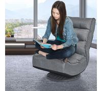 Costway Costway Relax fauteuil pliable réglable fauteuil de sol pivotant fauteuil de canapé coussin de sol gris