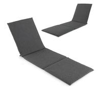 COSTWAY Coussin Bain de Soleil, Coussin Épais pour Chaise Longue Extérieur, Matelas Pliable pour Transat Extérieur, Sangles de Fixation à Crochets et Boucles, 182 x 59 x 4,5 cm (Gris)