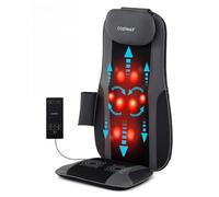COSTWAY Coussin de Massage Shiatsu avec Chauffage, Masseur de Dos pour Chaise avec 4 Nœuds de Pétrissage 2 Moteurs Vibrants pour Soulagement des Douleurs Musculaires, Masseur 3D Cou et Dos