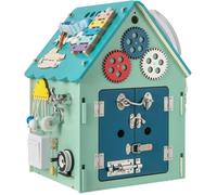 COSTWAY Cube d'Activité, Jeu d'Eveil Montessori - 31 Jeux pour 1-4 Enfants , Jouet Educative Maternelle en Bois Massif 3 Ans+ Bleu