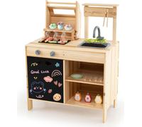 COSTWAY Cuisine de boue pour enfants Outdoor, Cuisine de jeu avec accessoires pour barbecue, Set de jeu BBQ Grill avec tablette & évier pour enfants à partir de 3 ans