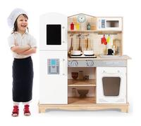 COSTWAY Cuisine pour Enfants avec Four Micro-Ondes et Robinet - 5 Accessoires Jouet d'Imitation pour Enfant de 3 à 7Ans