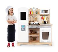 COSTWAY Cuisine pour Enfants avec Four Micro-Ondes et Robinet - 5 Accessoires Jouet d'Imitation pour Enfant de 3 à 7Ans 81 x 29 x 88,5 CM
