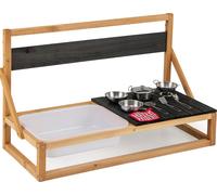 COSTWAY Cuisine pour enfants Outdoor, Cuisine de boue en bois de sapin avec accessoires, Cuisine de jeu avec crochets suspendus, table, évier, Cuisine Outdoor pour enfants 3+