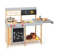 COSTWAY Cuisinière d'Imitation en Bois Enfants Extérieur avec Comptoir Mobile, Cuisine de Boue avec Armoire de Rangement, 3 Boutons Rotatifs, Charge 20KG, 3 Ans+, 89 x 45 x 90 cm…