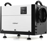 COSTWAY Déshumidificateur 20-58 L/jour avec 3 modes & minuterie 24H, déshumidificateur de chantier, déshumidificateur industriel avec tuyau de vidange & dégivrage automatique Blanc