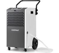 COSTWAY Déshumidificateur commercial 73 L/jour jusqu'à 695m³, déshumidificateur industriel de chantier avec tuyau de vidange, roulettes & minuterie, déshumidificateur portable