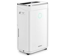 COSTWAY Déshumidificateur Silencieux 25L/Jour avec Réservoir 6,5L pour Pièces jusqu'à 50m², 2 Vitesses de Ventilation Minuterie 24H 4 Modes Fonction Sèche Linge, pour Maison et Bureau