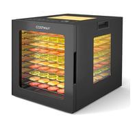 COSTWAY Déshydrateur Alimentaire, Séchoir à 10 Plateaux en Acier Inox avec 10 Programmes Préréglés, Minuterie 48H et Température 30-75℃, Accessoires Inclus, pour Fruits, Viandes, Légumes, Champignons