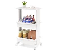 COSTWAY Desserte à roulettes à 3 Niveaux, Desserte Cuisine avec Roues Verrouillables, Chariot de Rangement Polyvalent pour Cuisine, Salle de Bain, Bureau, Montage Facile, 30 x 45 x 81 cm, Blanc