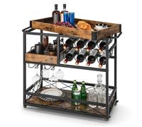 COSTWAY Desserte de Cuisine Industriel, 80x40x83 CM, Chariot de Service à Roulettes avec Plateau Supérieur Amovible et Casier à Vin