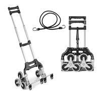 COSTWAY Diable Pliable en Aluminium Chariot de Transport pour Manutention avec Bande Elastique,Poignée Télescopique Réglable en 3 Positions de 63 à 106,5 CM Charge Max. 80 KG Couleur Noir + Argent