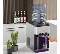 COSTWAY Distributeur d'eau 3 en 1 avec machine à glaçons, 3 réglages de température, eau chaude, froide et fraîche, pour bouteilles de 3 à 5 gallons, refroidisseur d'eau de plan de travail pour la mai