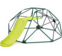 COSTWAY Dôme à grimper Ø183cm avec toboggan & plateforme en tissu, structure à grimper en forme de dôme jusqu'à 180kg, aire de jeux pour enfants à partir de 3 ans Vert Gris