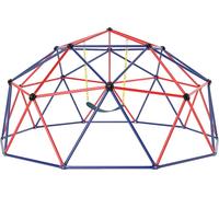 COSTWAY Dôme d'escalade avec balançoire, Ø 305cm Structure d'escalade Outdoor grande, Aire de jeux pour enfants jusqu'à 363kg pour enfants de 3 à 12 ans Bleu Rouge