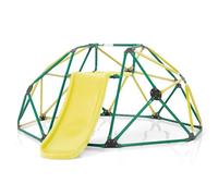 COSTWAY Dôme d'escalade de 241cm Enfant avec Toboggan, Cage d'escalade en Métal avec Coussin en Tissu, Charge Max 180kg, Aire de Jeux Extérieure Intérieure pour Garçons Filles de 3-10 Ans