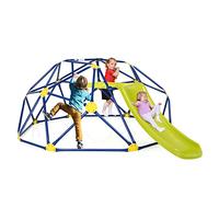 COSTWAY Dôme d'escalade de 241cm Enfant avec Toboggan, Cage d'escalade en Métal avec Coussin en Tissu, Charge Max 180kg, Aire de Jeux Extérieure Intérieure pour Garçons Filles de 3-10 Ans
