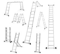 COSTWAY Échelle Pliable Multifonctions de 4,6M, Échelle avec Cadre en Aluminium Charnière de Verrouillage Sécurisée Repose-Pieds Antidérapants Charge 150KG, pour Intérieur/Extérieur