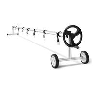 COSTWAY Enrouleur Piscine Extensible pour Bâches Solaires, Longueur Max 7m, 2 Roues, Système d'Enroulement en Aluminium pour Piscine
