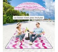 Costway Ensemble 4 Pcs Avec 2 Chaises De Jardin Pliables Et Parasol Portable Inclinable 190cm, Tapis 2 X 2m, Sac De Transport, Rose Multicolore