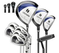 COSTWAY Ensemble Club de Golf 9 Pcs pour Droitière, Set de Golf Complet avec Driver en Alliage d'Aluminium Fairway 3# Hybride 4# des Fers 6# 7# 8# 9# et P#, Putter et 3 Couvre-Golfs, Marine