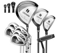 COSTWAY Ensemble Club de Golf 9 Pcs pour Droitière, Set de Golf Complet avec Driver en Alliage d'Aluminium Fairway 3# Hybride 4# des Fers 6# 7# 8# 9# et P#, Putter et 3 Couvre-Golfs, Gris