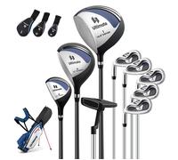 COSTWAY Ensemble Clubs de Golf 9 Pcs Homme Gauchers-Bois de Parcours #3, Un Hybride #4, des fers #6, #7, #8, #9 Putter Bleu