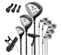 COSTWAY Ensemble Clubs de Golf 9 Pcs Homme Gauchers-Bois de Parcours #3, Un Hybride #4, des fers #6, #7, #8, #9 Putter Noir