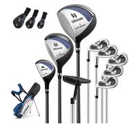Costway Ensemble Clubs De Golf 9 Pcs Homme Gauchers-Bois De Parcours #3, Un Hybride #4, Des Fers #6, #7, #8, #9 Putter Bleu Multicolore