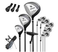 Costway Ensemble Clubs De Golf 9 Pcs Homme Gauchers-Bois De Parcours #3, Un Hybride #4, Des Fers #6, #7, #8, #9 Putter Gris Multicolore