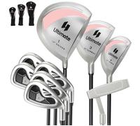 COSTWAY Ensemble Clubs de Golf 9 Pièces Femmes Droitier-Driver en Alliage d'Aluminium-3 Couvre-golfs-Fairway,Hybride,5 Fers,Putter