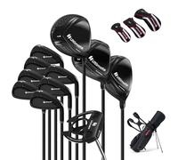 COSTWAY Ensemble Complet de Clubs de Golf avec Sac de Golf Portable Léger avec Support/Driver #1 en Titane 460CC, Bois 3 Fairway & Hybride 4 3 Housses de Tête, Fers #6-SW, Putter Usiné CNC & Hosse