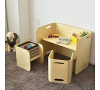 COSTWAY Ensemble de 3 chaises et d'une table pour enfants en bois, table d'apprentissage pour enfants à la maison, à l'école et au jardin d'enfants