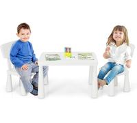 COSTWAY Ensemble de 3 sièges pour Enfants, Table pour Enfant avec 2 chaises, Meubles pour Enfants en Plastique, Set de Table (Blanc)