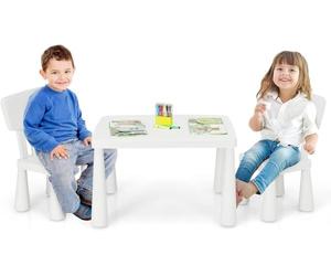 COSTWAY Ensemble de 3 sièges pour Enfants, Table pour Enfant avec 2 chaises, Meubles pour Enfants en Plastique, Set de Table (Blanc)