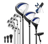 COSTWAY Ensemble de Golf 9 Clubs de Golf Ensemble Complet pour Débutant avec Sac Trépied pour Homme, Un Bois de Parcours #3, Un Hybride #4, des fers #6, #7, #8, #9 (Bleu)