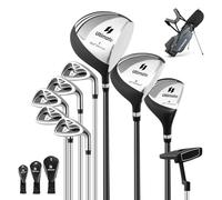 COSTWAY Ensemble de Golf 9 Clubs de Golf Ensemble Complet pour Débutant avec Sac Trépied pour Homme, Un Bois de Parcours #3, Un Hybride #4, des fers #6, #7, #8, #9 (Gris)