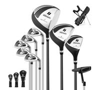 COSTWAY Ensemble de Golf 9 Clubs de Golf Ensemble Complet pour Débutant avec Sac Trépied pour Homme, Un Bois de Parcours #3, Un Hybride #4, des fers #6, #7, #8, #9 (Noir)