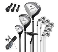 COSTWAY Ensemble de Golf 9 Clubs de Golf Ensemble Complet pour Débutant avec Sac Trépied pour Homme Gauchers, Un Bois de Parcours #3, Un Hybride #4, des fers #6, #7, #8, #9 Putter (Gris)