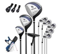 COSTWAY Ensemble de Golf 9 Clubs de Golf Ensemble Complet pour Débutant avec Sac Trépied pour Homme Gauchers, Un Bois de Parcours #3, Un Hybride #4, des fers #6, #7, #8, #9 Putter (Bleu)