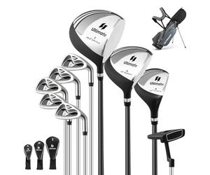 COSTWAY Ensemble de Golf 9 Clubs de Golf Ensemble Complet pour Débutant avec Sac Trépied pour Homme, Un Bois de Parcours #3, Un Hybride #4, des fers #6, #7, #8, #9 (Gris)