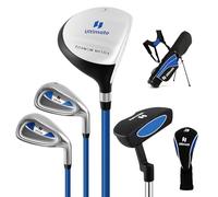 COSTWAY Ensemble de Golf Complet pour Enfants, avec 205CC #3 Fairway #7 & #9 Fers Putter Couvre-tête et Sac de Support & Protecteur de Pluie, pour Enfants Âgés de 11 à 13 Ans (Bleu)