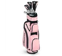 COSTWAY Ensemble de Golf Complet pour Femmes 10 Pièces, Tour Complet Kit de Golf, avec Drivers en Alliage, 3# Bois,4# Hybride, 6#-9# Iron, et Sac de Transport, Rose