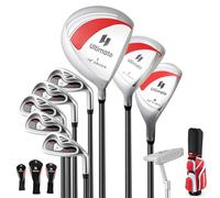COSTWAY Ensemble de Golf Complet pour Femmes, Comprend 460CC #1 Driver #3 Fairway #4 Hybride #6#7#8#9 & #P Fers Putter 3 Protèges-Chef et Sac de Chariot Portable, pour Dames (Rouge)