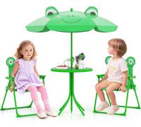 COSTWAY Ensemble de pique-nique 4 pièces, table d'activités d'extérieur pour jeunes enfants avec 2 chaises pliantes Meubles de terrasse taille enfant pour enfants de 3 à 6 ans